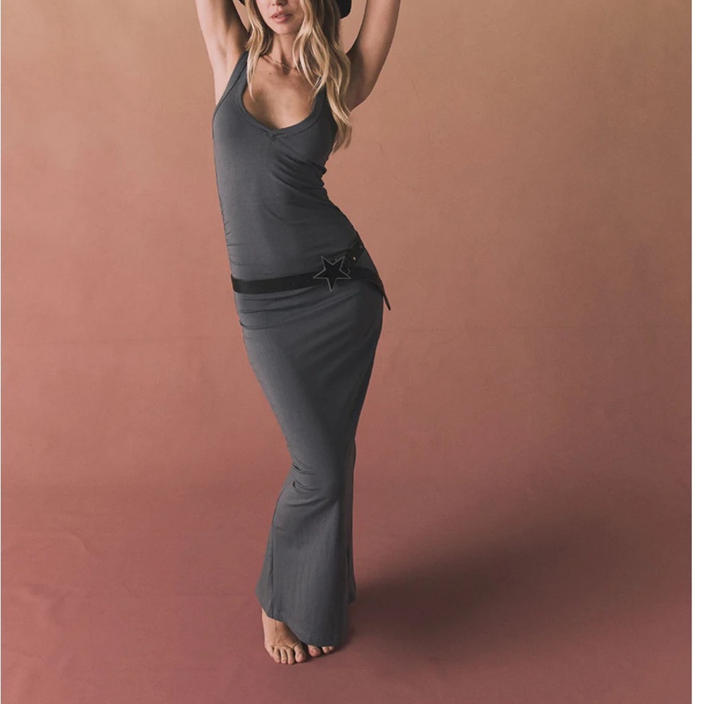 Chaser Gray Sleeveless Midi Tank Dress